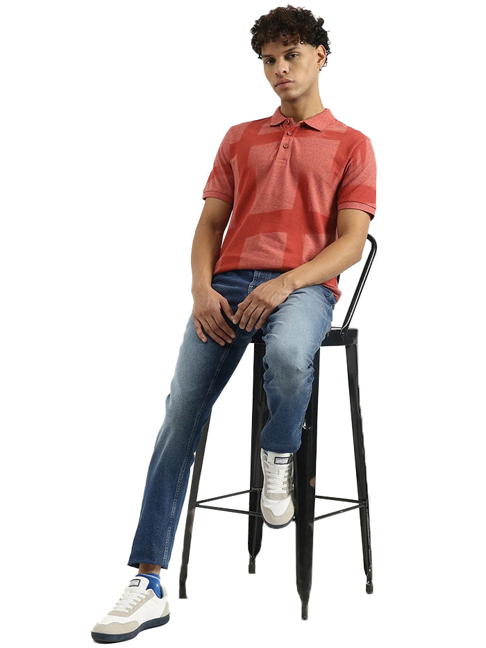 MEN&#39;S REGULAR POLO NECK PRINTED T-SHIRT