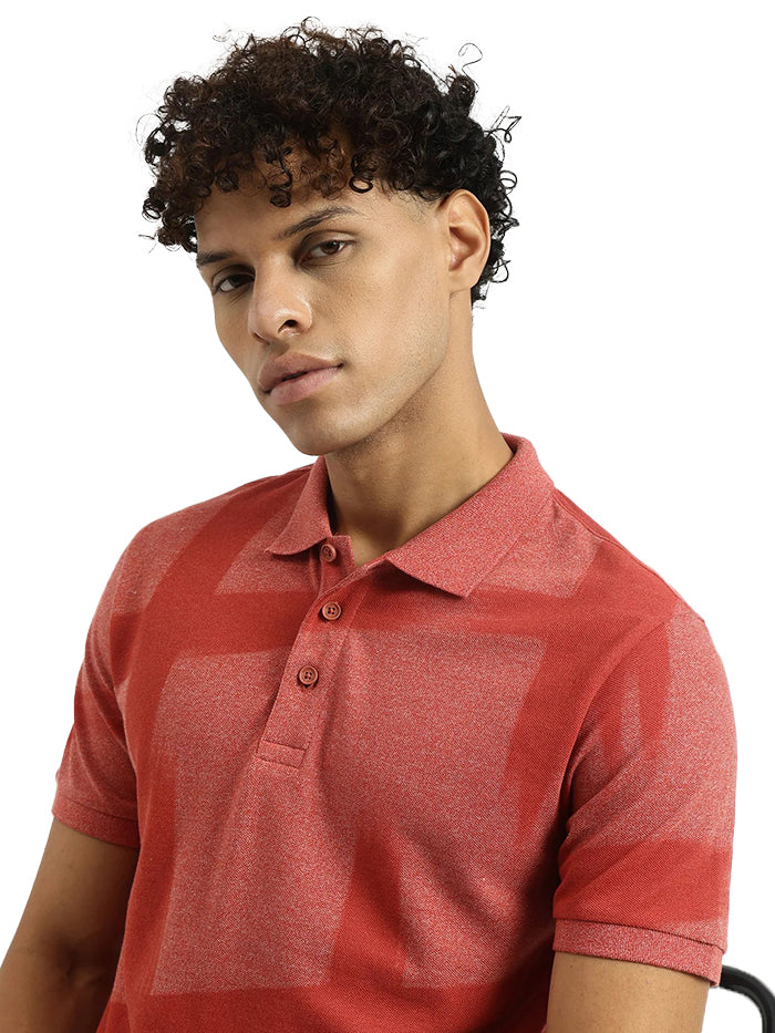 MEN&#39;S REGULAR POLO NECK PRINTED T-SHIRT