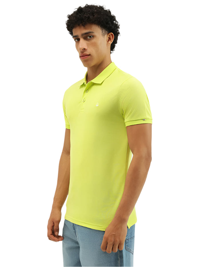 MEN'S REGULAR FIT POLO NECK TEXTURED T-SHIRT
