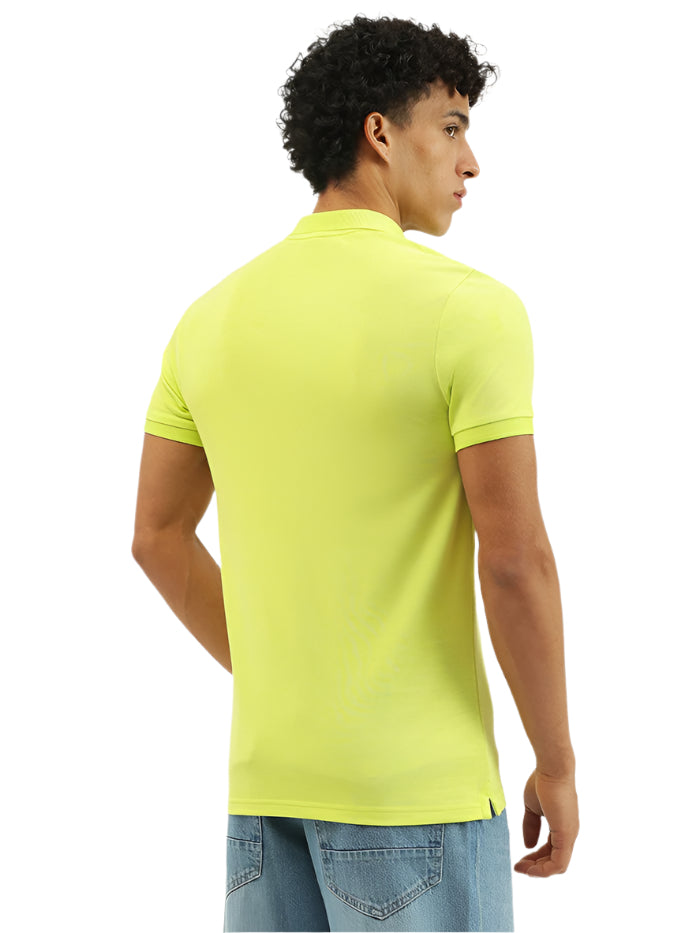 MEN'S REGULAR FIT POLO NECK TEXTURED T-SHIRT