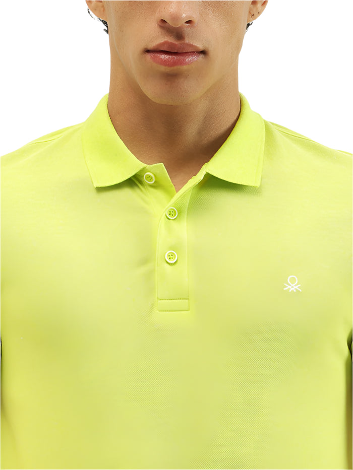 MEN&#39;S REGULAR FIT POLO NECK TEXTURED T-SHIRT