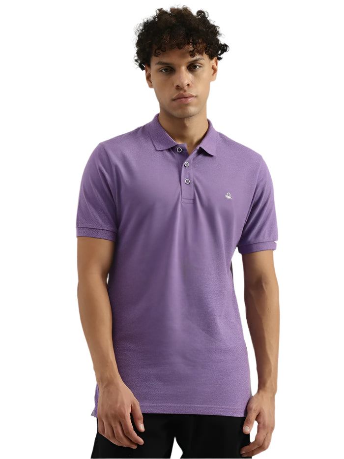 MEN'S REGULAR POLO NECK SOLID T-SHIRT