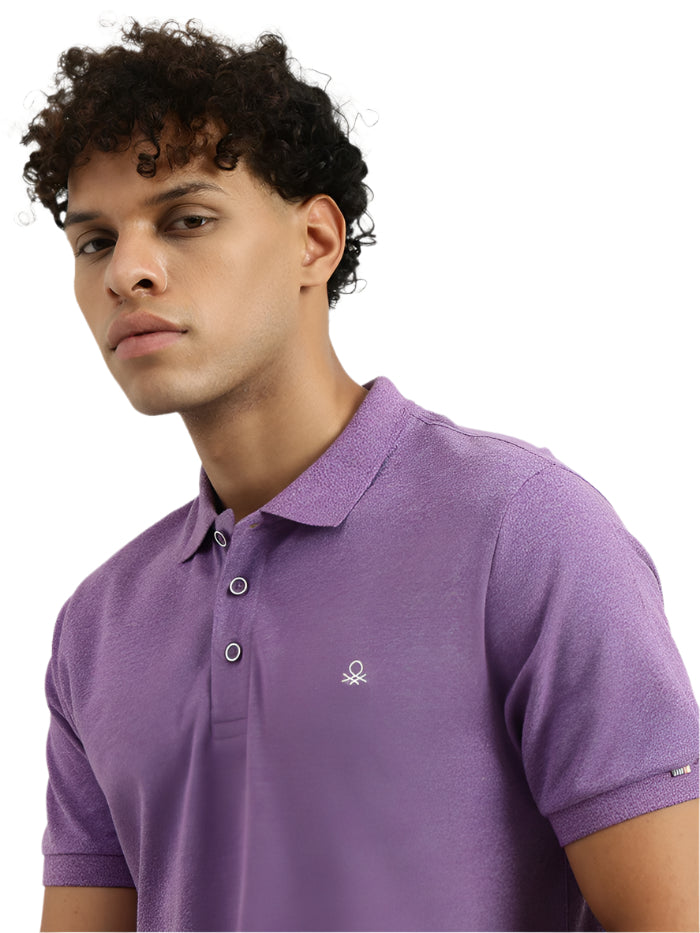 MEN&#39;S REGULAR POLO NECK SOLID T-SHIRT