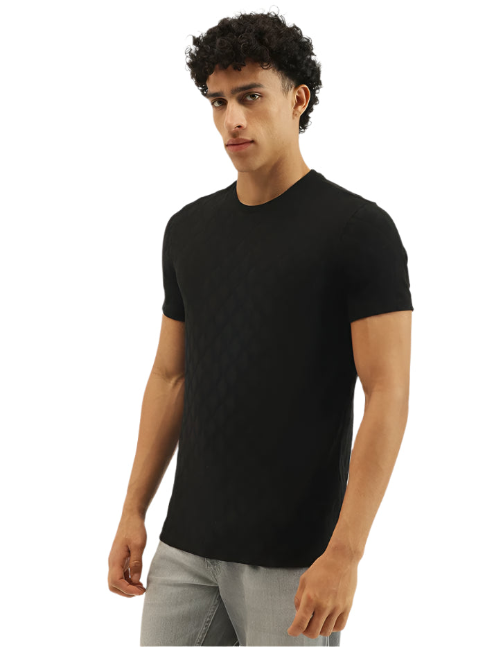 MEN'S REGULAR FIT ROUND NECK TEXTURED T-SHIRT