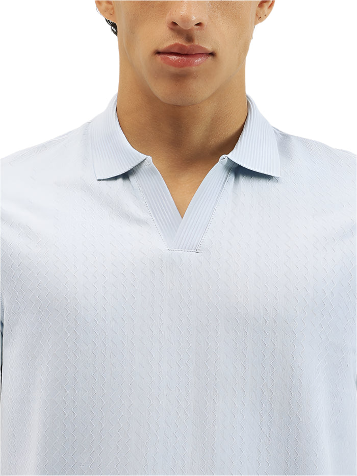 MEN&#39;S RELAXED FIT JOHNY COLLAR CHEVRON / ZIG ZAG T-SHIRT