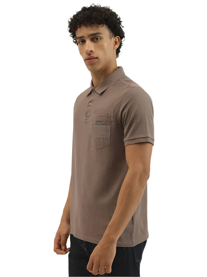 MEN'S RELAXED FIT POLO NECK SOLID T-SHIRT