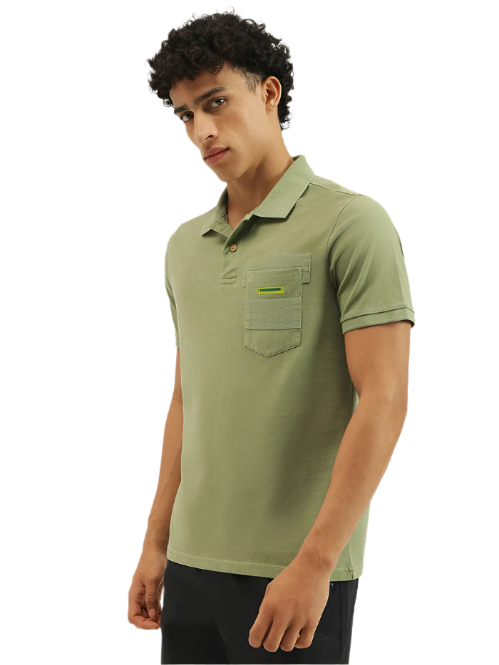 MEN'S RELAXED FIT POLO NECK SOLID T-SHIRT