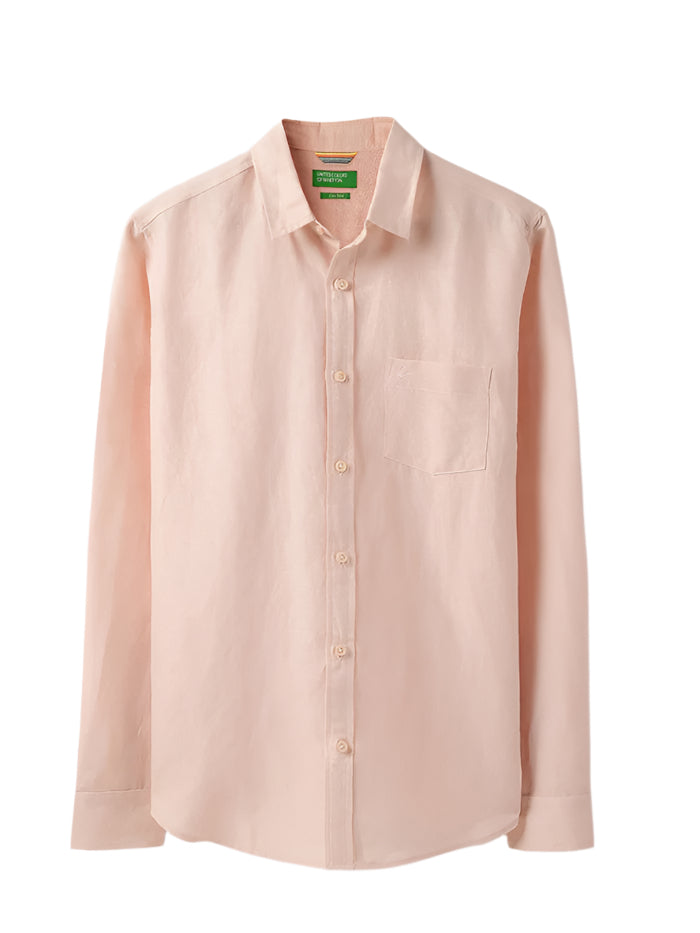 MEN&#39;S REGULAR FIT SPREAD COLLAR SOLID SHIRT