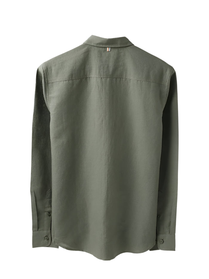 MEN&#39;S REGULAR FIT SPREAD COLLAR SOLID SHIRT