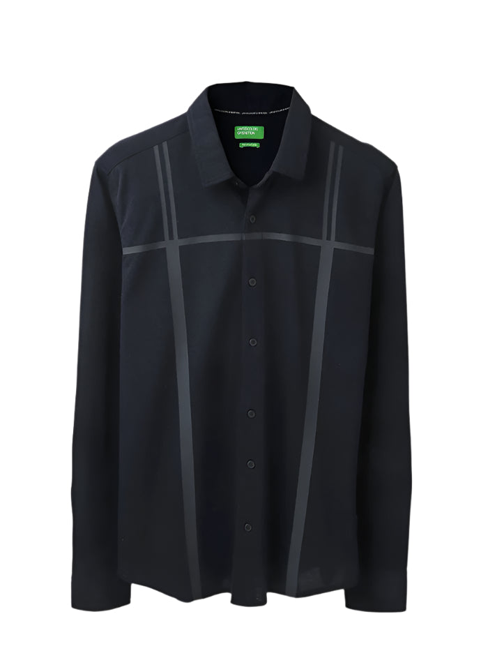 MEN&#39;S SLIM FIT SPREAD COLLAR STRIPED SHIRT