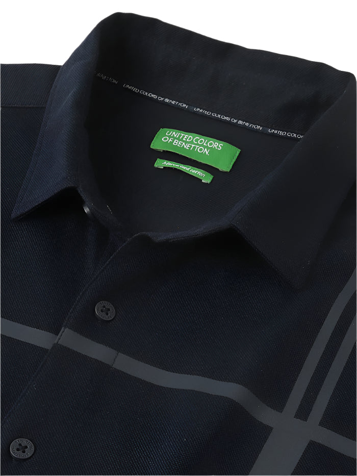 MEN&#39;S SLIM FIT SPREAD COLLAR STRIPED SHIRT