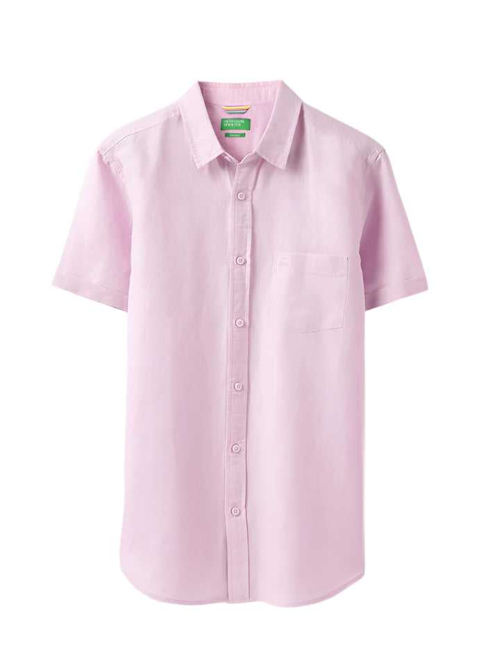 MEN&#39;S REGULAR FIT SPREAD COLLAR SOLID SHIRT