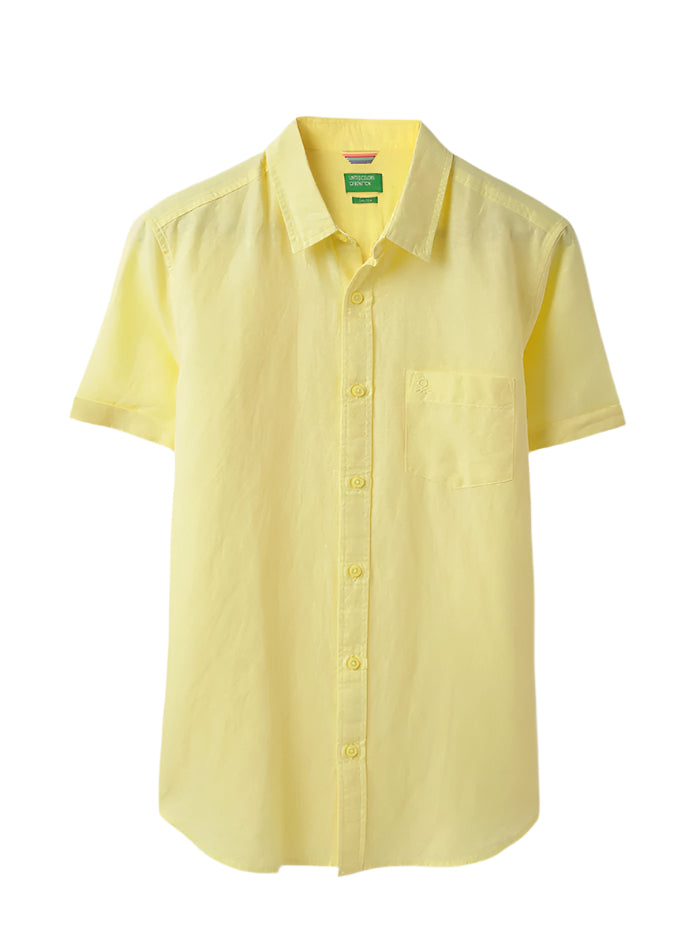 MEN&#39;S REGULAR FIT SPREAD COLLAR SOLID SHIRT