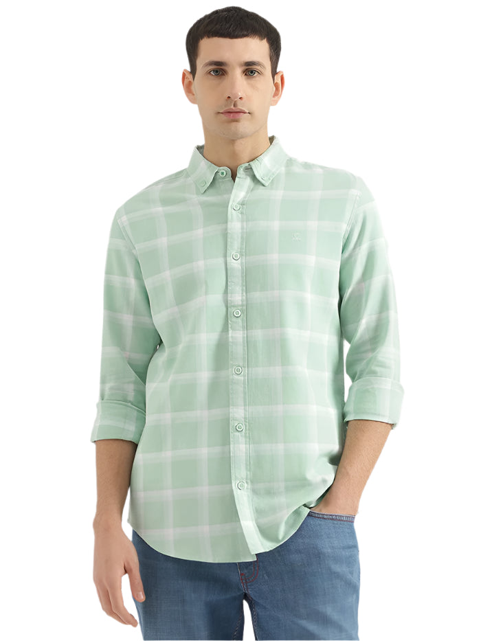 MEN'S REGULAR FIT BUTTON DOWN COLLAR CHECKERED SHIRT