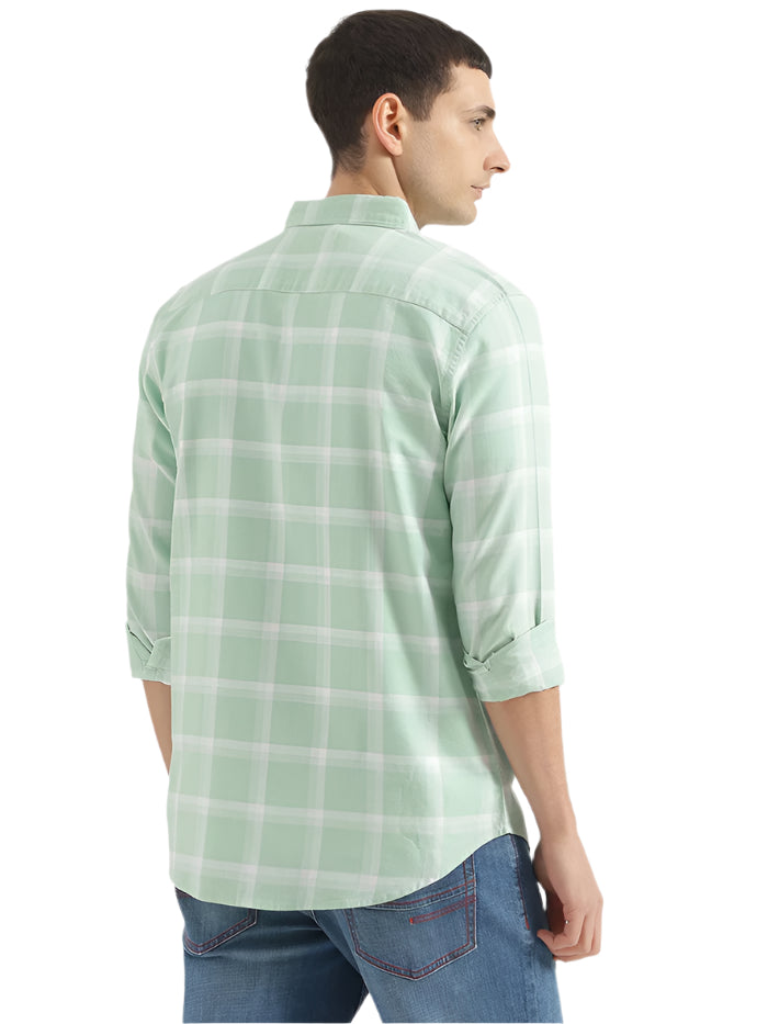 MEN'S REGULAR FIT BUTTON DOWN COLLAR CHECKERED SHIRT