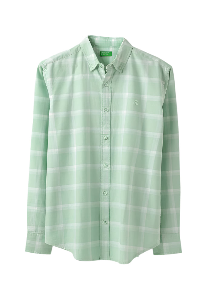 MEN&#39;S REGULAR FIT BUTTON DOWN COLLAR CHECKERED SHIRT