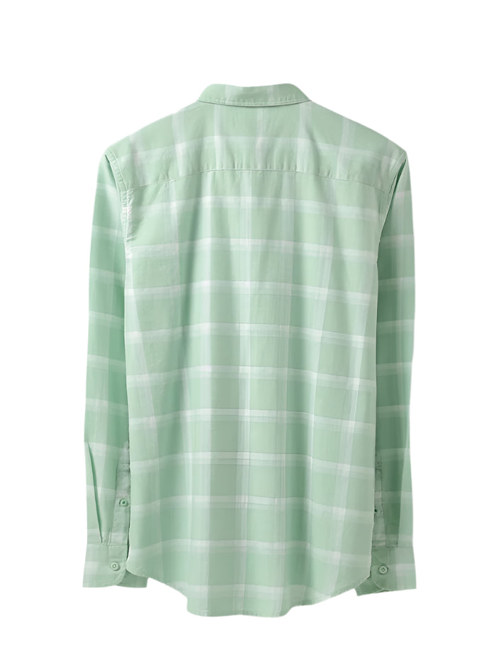 MEN&#39;S REGULAR FIT BUTTON DOWN COLLAR CHECKERED SHIRT