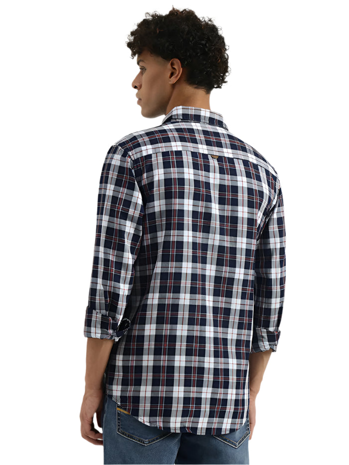 MEN'S REGULAR SPREAD COLLAR CHECKERED SHIRT