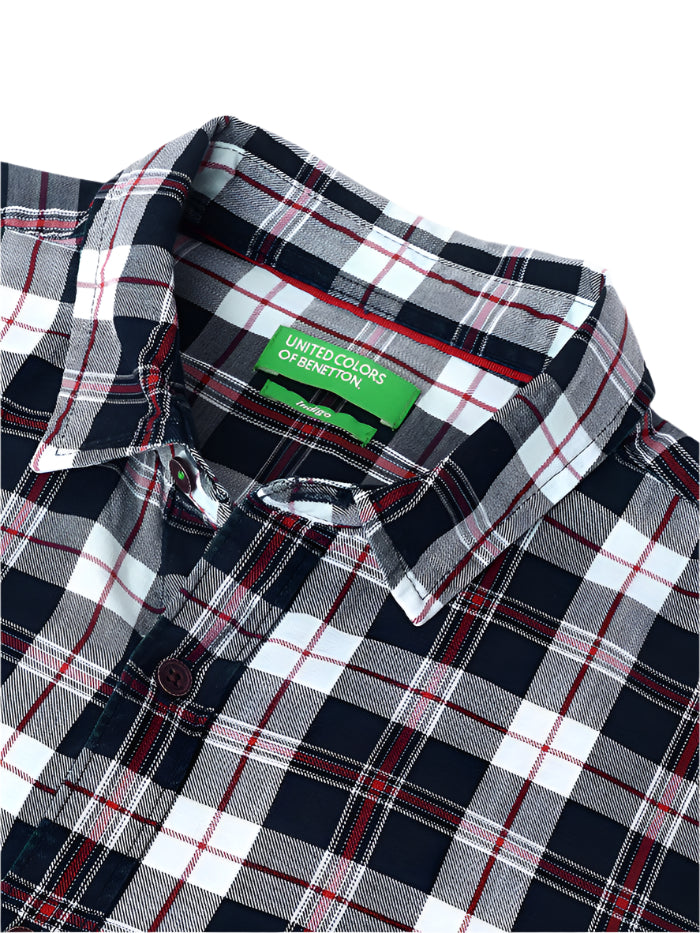 MEN&#39;S REGULAR SPREAD COLLAR CHECKERED SHIRT