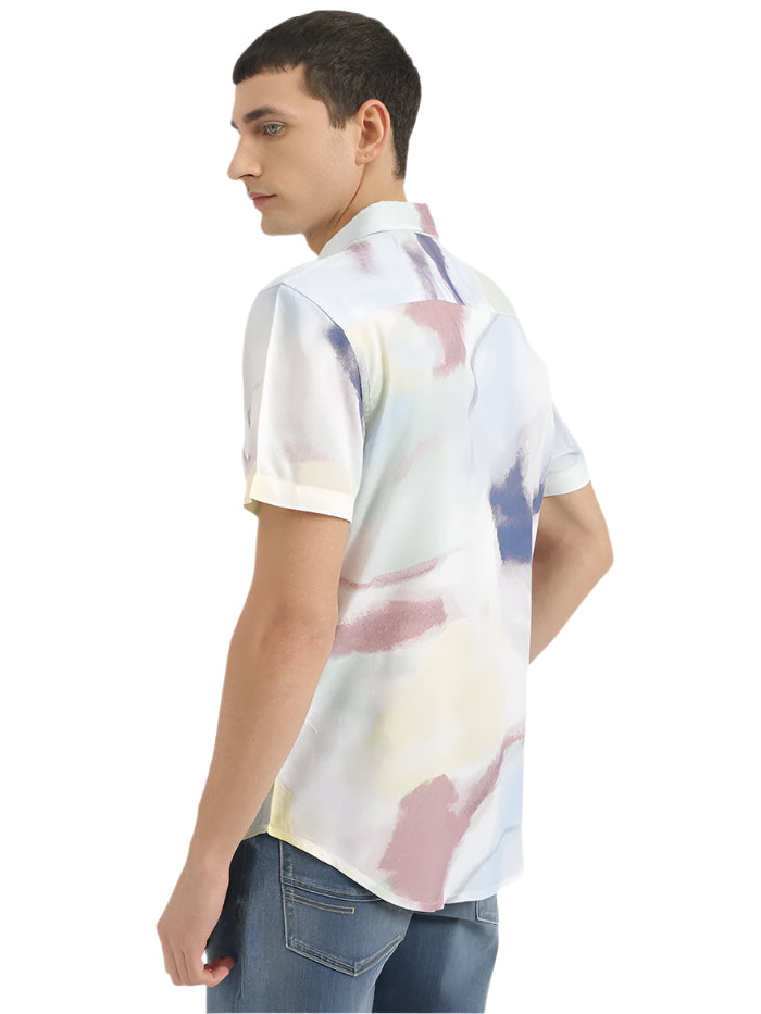MEN'S RELAXED FIT SPREAD COLLAR ABSTRACT SHIRT