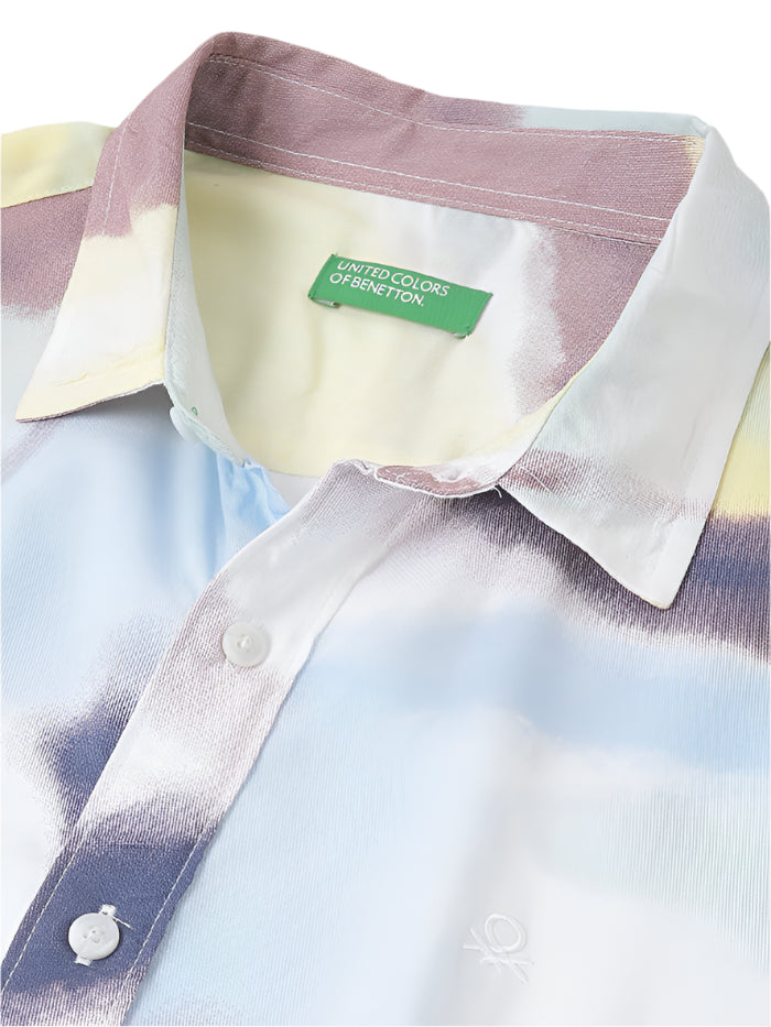 MEN&#39;S RELAXED FIT SPREAD COLLAR ABSTRACT SHIRT