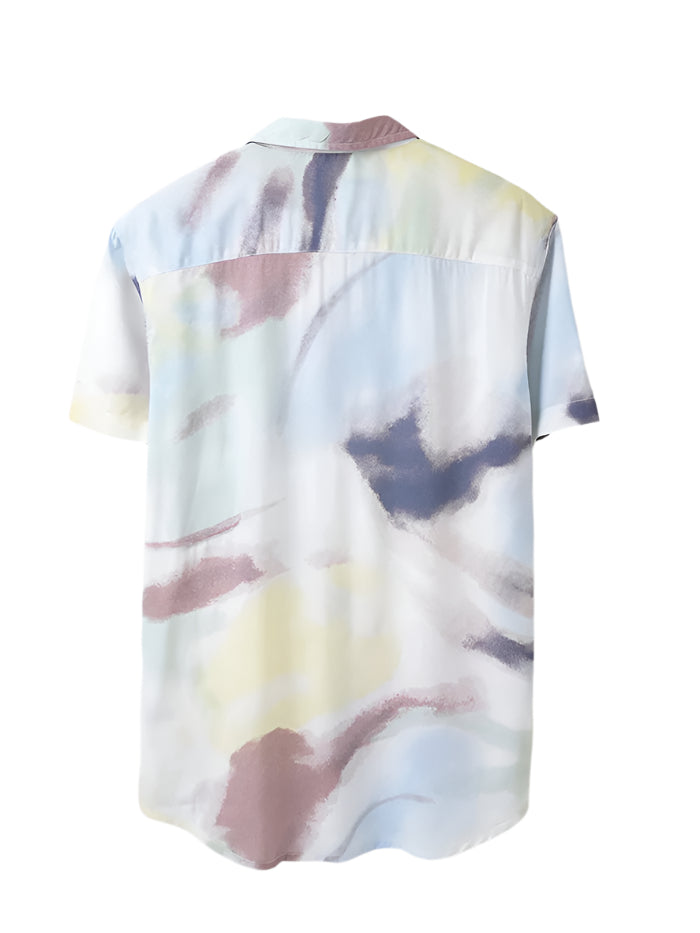 MEN&#39;S RELAXED FIT SPREAD COLLAR ABSTRACT SHIRT