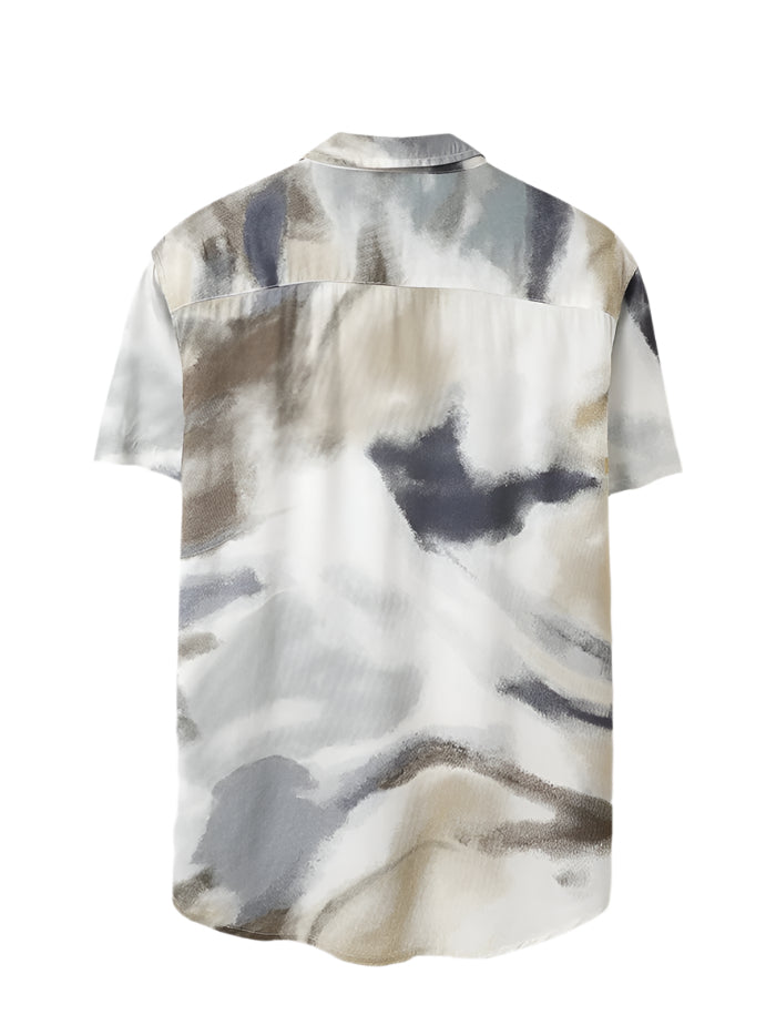 MEN&#39;S RELAXED FIT SPREAD COLLAR ABSTRACT SHIRT