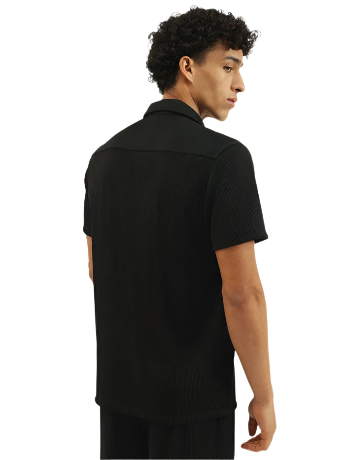 MEN'S RELAXED FIT RESORT COLLAR PINSTRIPES SHIRT