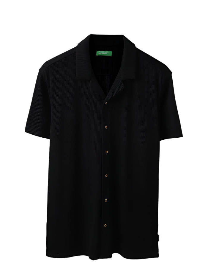 MEN&#39;S RELAXED FIT RESORT COLLAR PINSTRIPES SHIRT