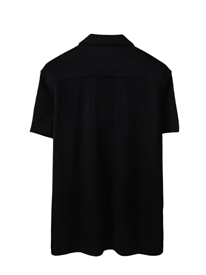 MEN&#39;S RELAXED FIT RESORT COLLAR PINSTRIPES SHIRT