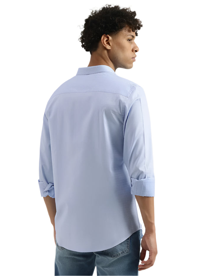 MEN'S SLIM SPREAD COLLAR SOLID SHIRT