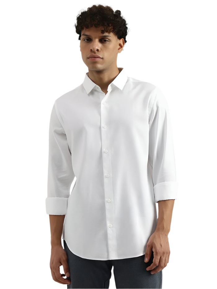 MEN'S REGULAR SPREAD COLLAR SOLID SHIRT