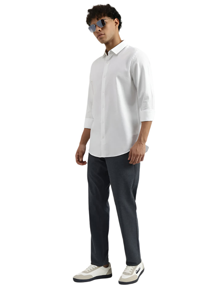 MEN&#39;S REGULAR SPREAD COLLAR SOLID SHIRT