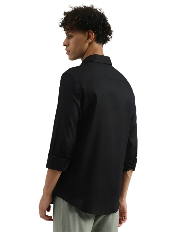 MEN'S REGULAR SPREAD COLLAR SOLID SHIRT