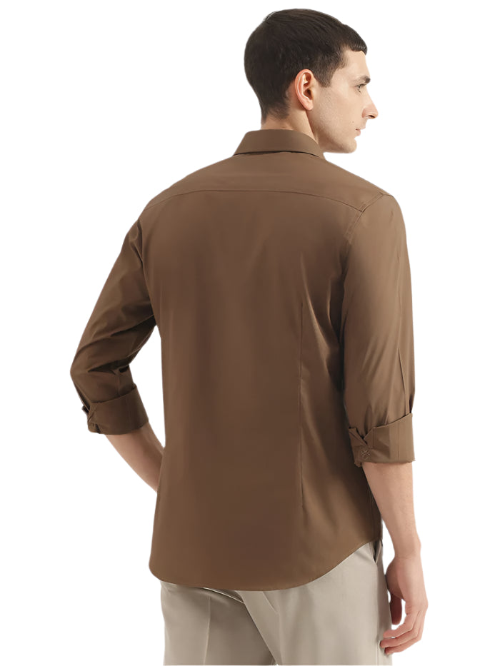 MEN'S SLIM FIT SPREAD COLLAR SOLID SHIRT