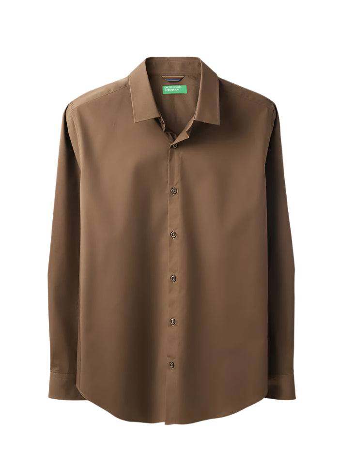 MEN&#39;S SLIM FIT SPREAD COLLAR SOLID SHIRT