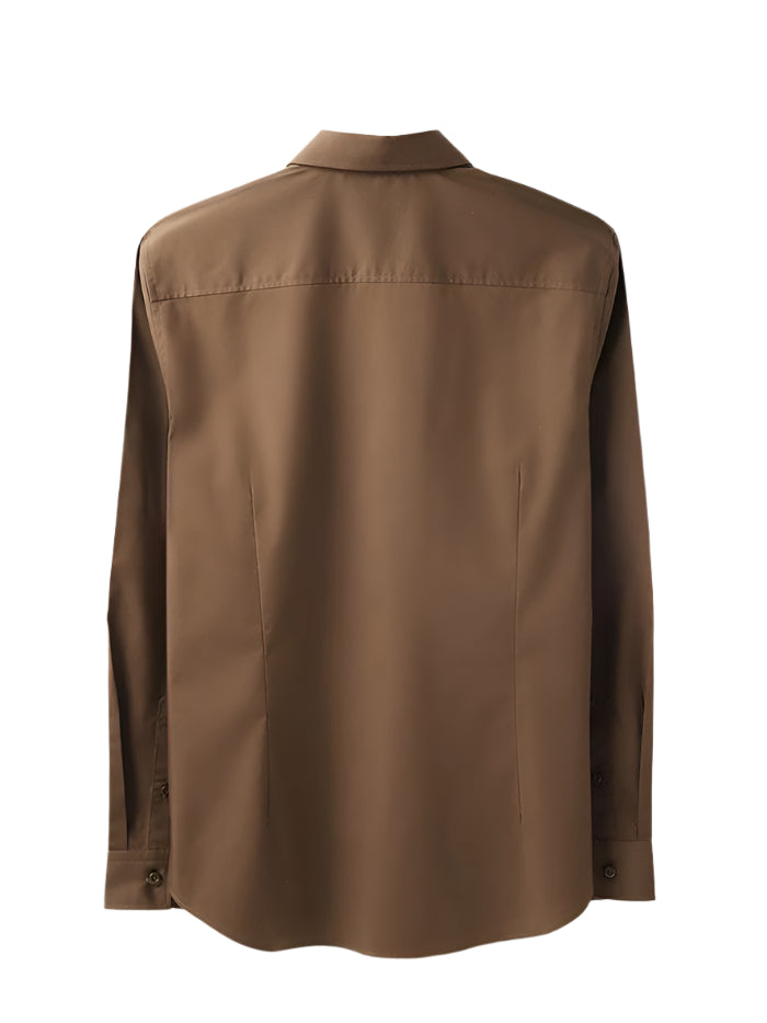 MEN&#39;S SLIM FIT SPREAD COLLAR SOLID SHIRT