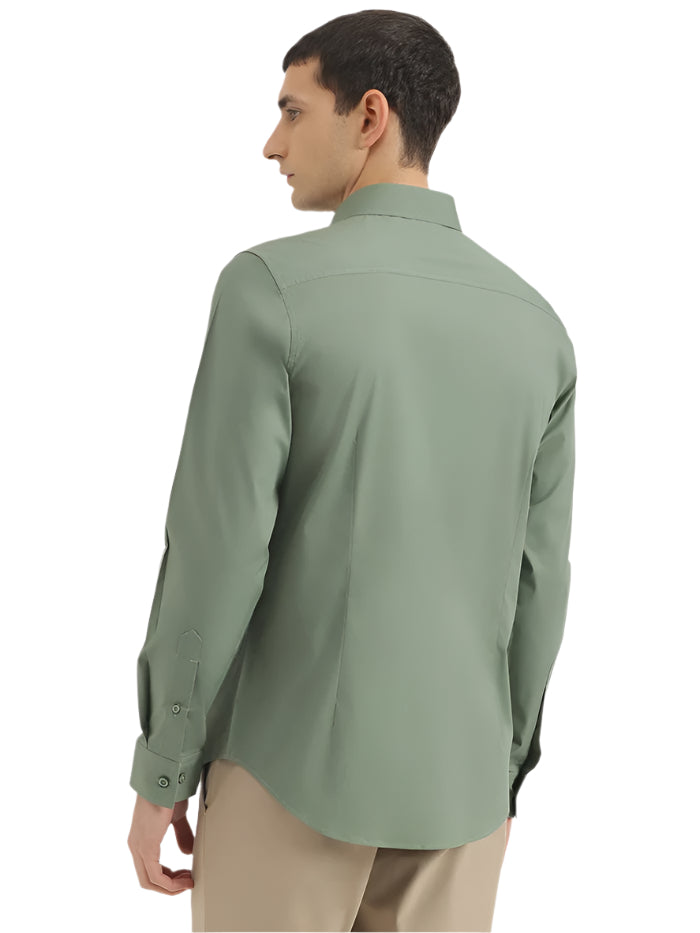 MEN'S SLIM FIT SPREAD COLLAR SOLID SHIRT