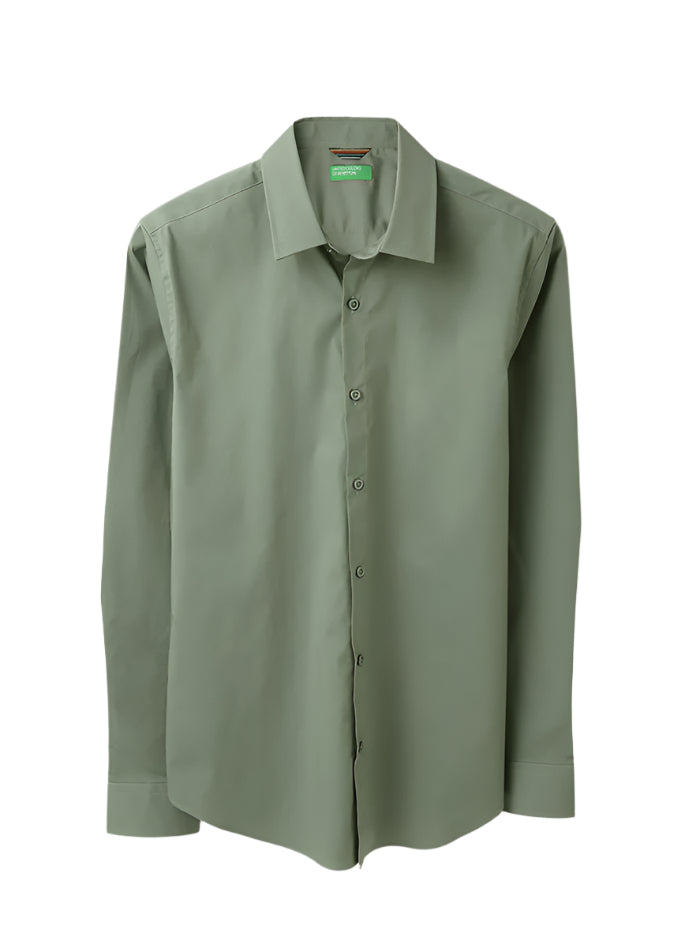 MEN&#39;S SLIM FIT SPREAD COLLAR SOLID SHIRT