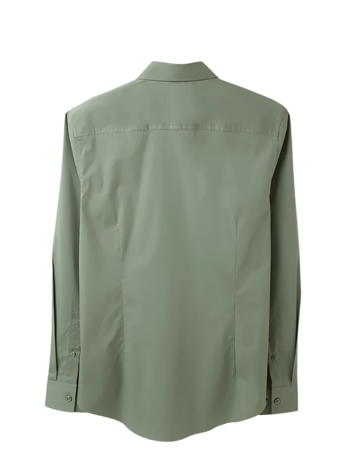 MEN&#39;S SLIM FIT SPREAD COLLAR SOLID SHIRT