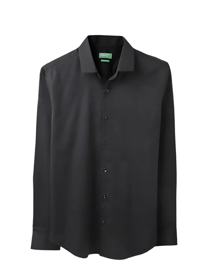 MEN&#39;S SLIM FIT CUT AWAY COLLAR SOLID SHIRT