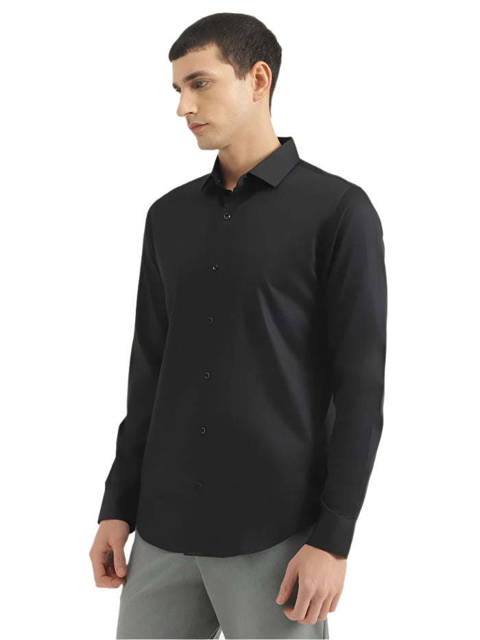 MEN'S SLIM FIT CUT AWAY COLLAR SOLID SHIRT