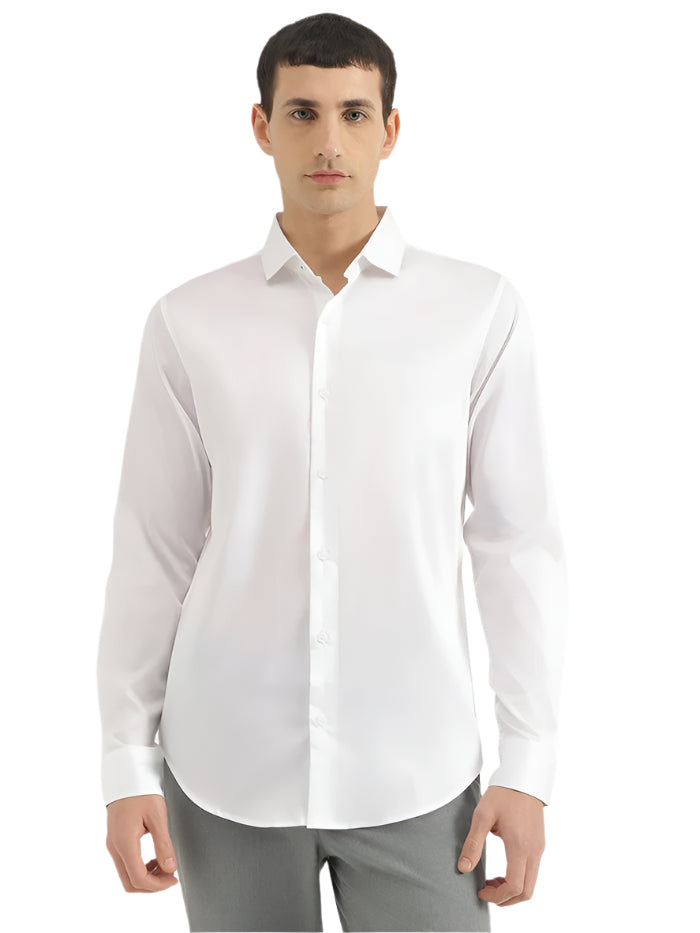 MEN'S SLIM FIT CUT AWAY COLLAR SOLID SHIRT
