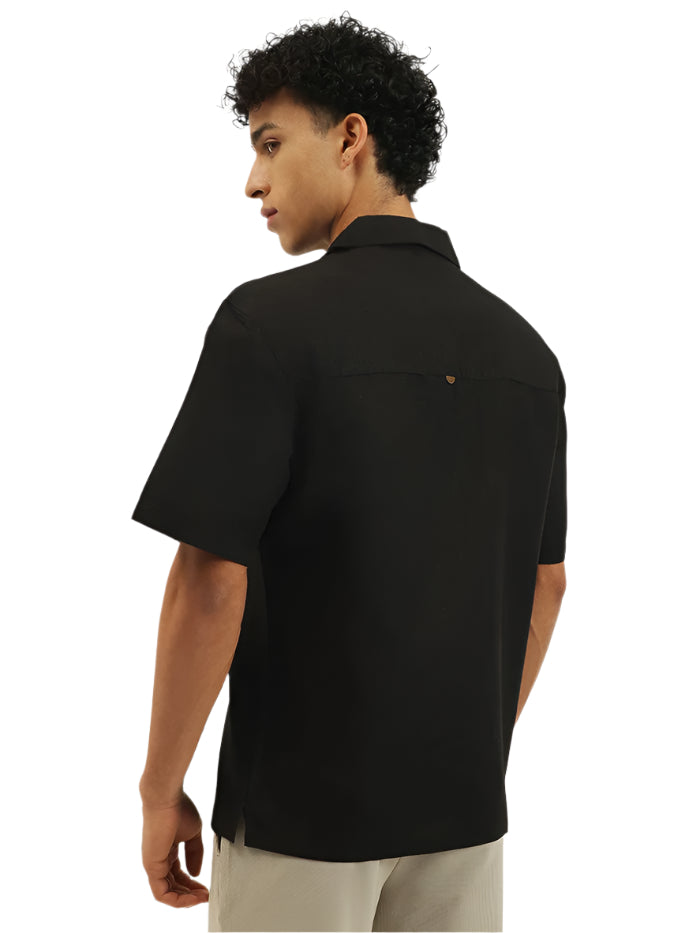 MEN'S OVERSIZED FIT RESORT COLLAR SOLID SHIRT