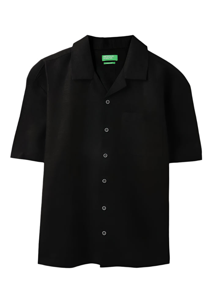 MEN&#39;S OVERSIZED FIT RESORT COLLAR SOLID SHIRT