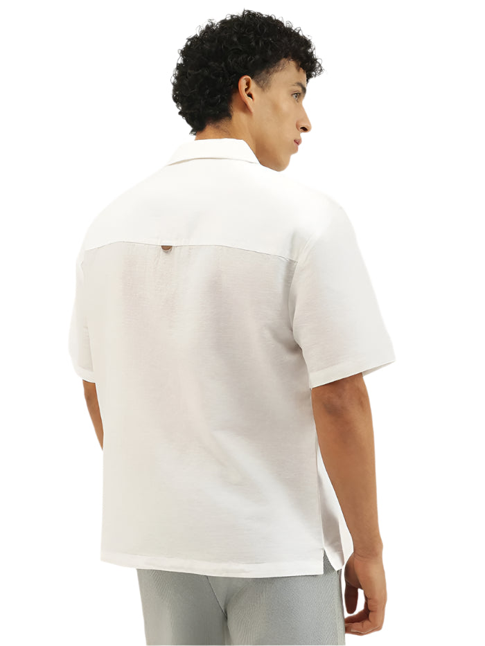 MEN'S OVERSIZED FIT RESORT COLLAR SOLID SHIRT