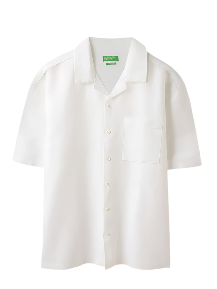 MEN&#39;S OVERSIZED FIT RESORT COLLAR SOLID SHIRT