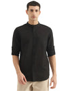 MEN&#39;S REGULAR FIT MANDARIN COLLAR SOLID SHIRT