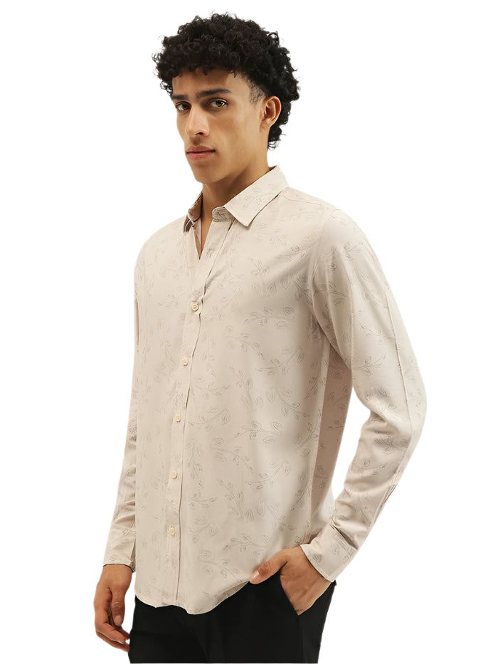 MEN'S REGULAR FIT SPREAD COLLAR TONAL FLORAL SHIRT
