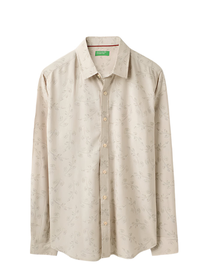 MEN&#39;S REGULAR FIT SPREAD COLLAR TONAL FLORAL SHIRT